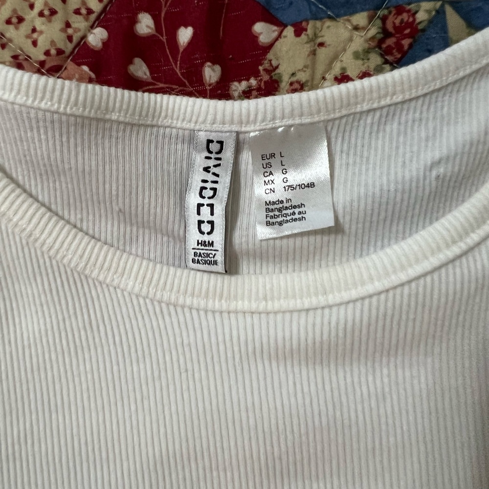Divided Ribbed Round-neck Cropped Tee sz L NWOT - Picture 5 of 6